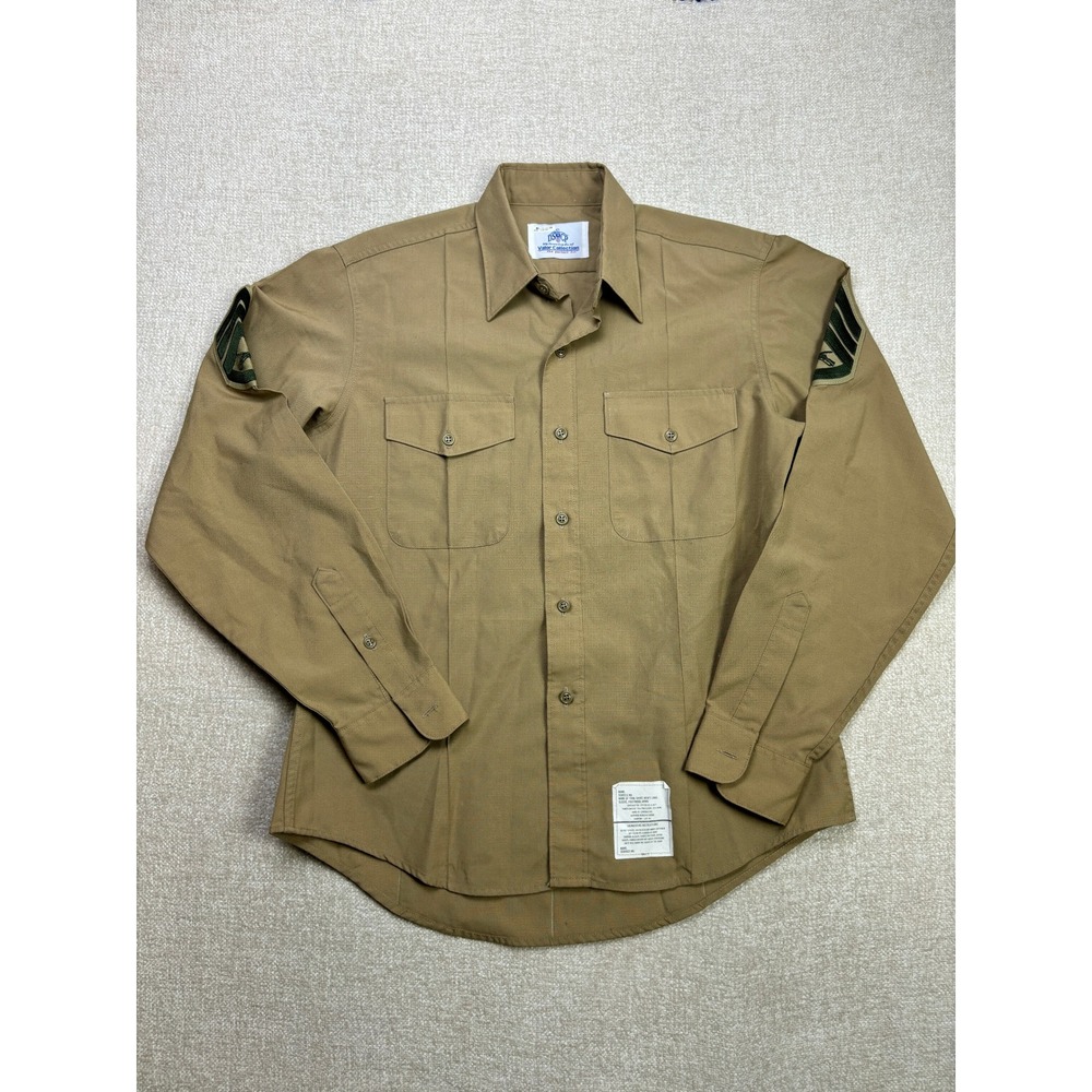 DSCP Valor Collection Mens Khaki Military Service Shirt Poly Wool Long Sleeve